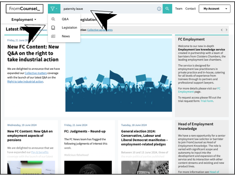 FC Employment Knowledge User guide - searching